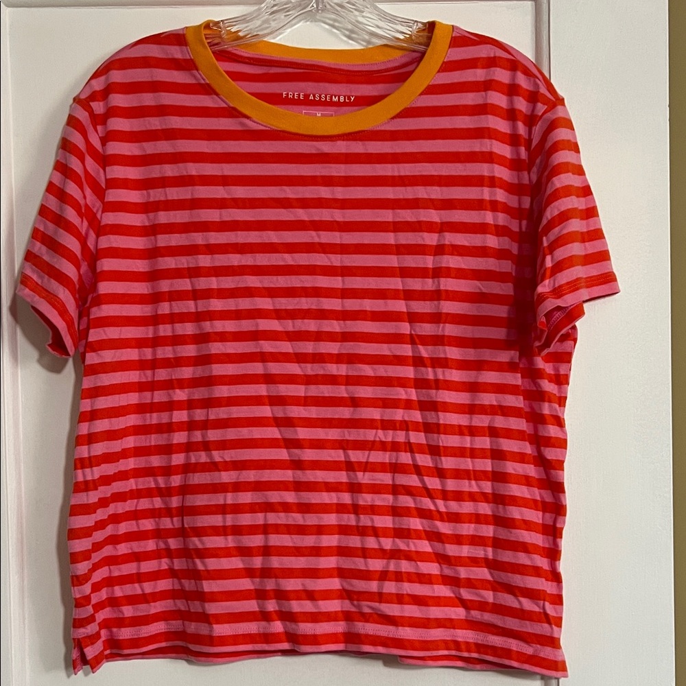 Free Assembly Women's Orange & Pink Striped Tee